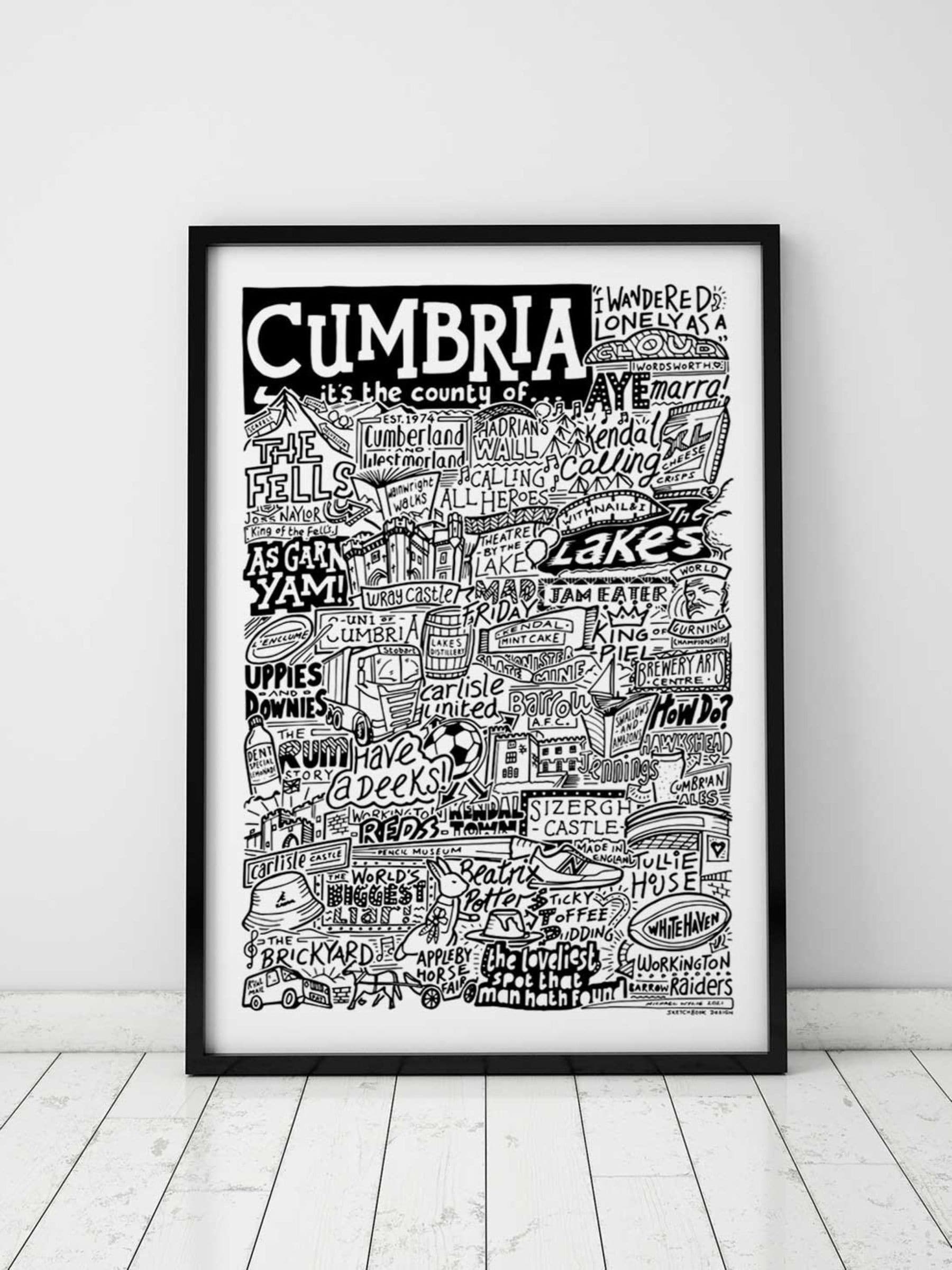B&Q -  Cumbria LandmarksA3 PrintBlack Frame - Image 3