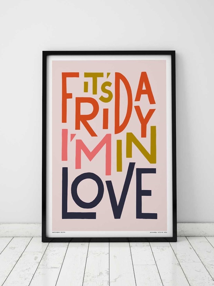Sketchbook Design Multi It's Friday I'm In Love - Black A4 Frame - Image 1 of 4 Sketchbook Design Multi It's Friday I'm In Love - Black A4 Frame - Image 1 of 4
