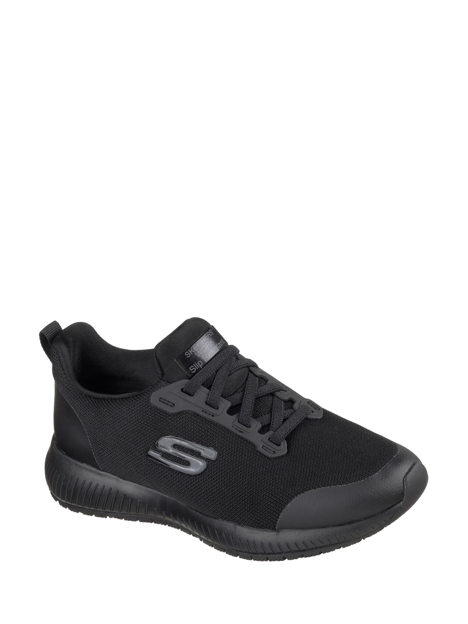 Skechers Black Wide Fit Squad Slip Resistant Work Trainers
