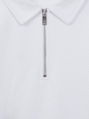 Reiss White Creed Senior Textured Half-Zip Polo Shirt - Image 6 of 6