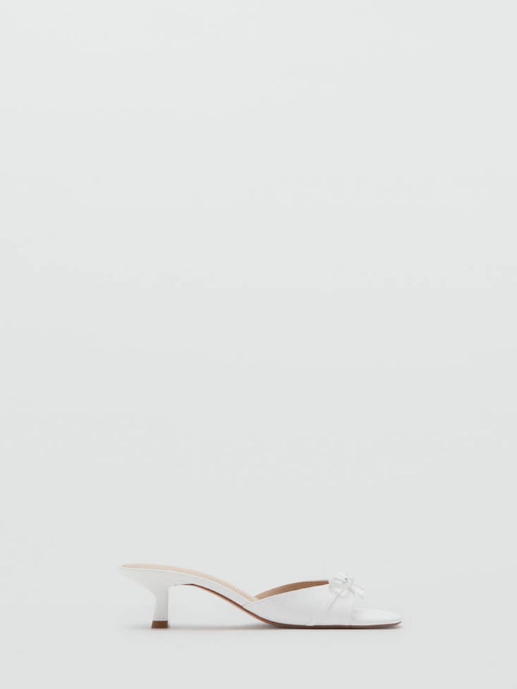 Mango White Bow Heeled Sandals - Image 1 of 4 Mango White Bow Heeled Sandals - Image 1 of 4