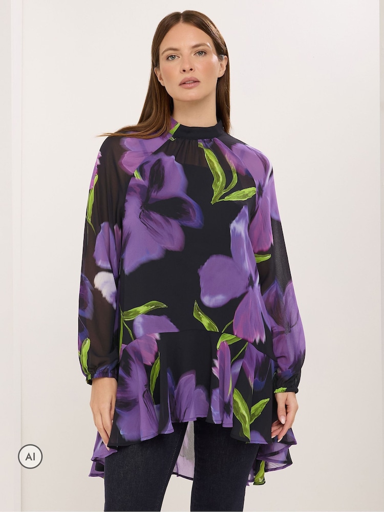 Star by Julien MacDonald Floral Dipped Hem Tunic Top - صورة 1 من 6
