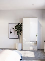 Wiemann Peyton Rustic Oak / White Glass and Mirror Semi Fitted Double Wardrobe - Image 1 of 4