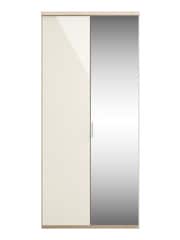 Wiemann Peyton Rustic Oak / White Glass and Mirror Semi Fitted Double Wardrobe - Image 2 of 4