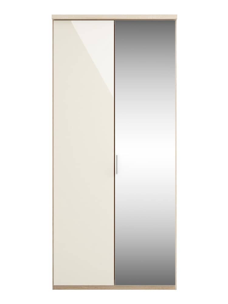 Wiemann Peyton Rustic Oak / White Glass and Mirror Semi Fitted Double Wardrobe - Image 2 of 4