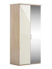 Wiemann Peyton Rustic Oak / White Glass and Mirror Semi Fitted Double Wardrobe - Image 3 of 4