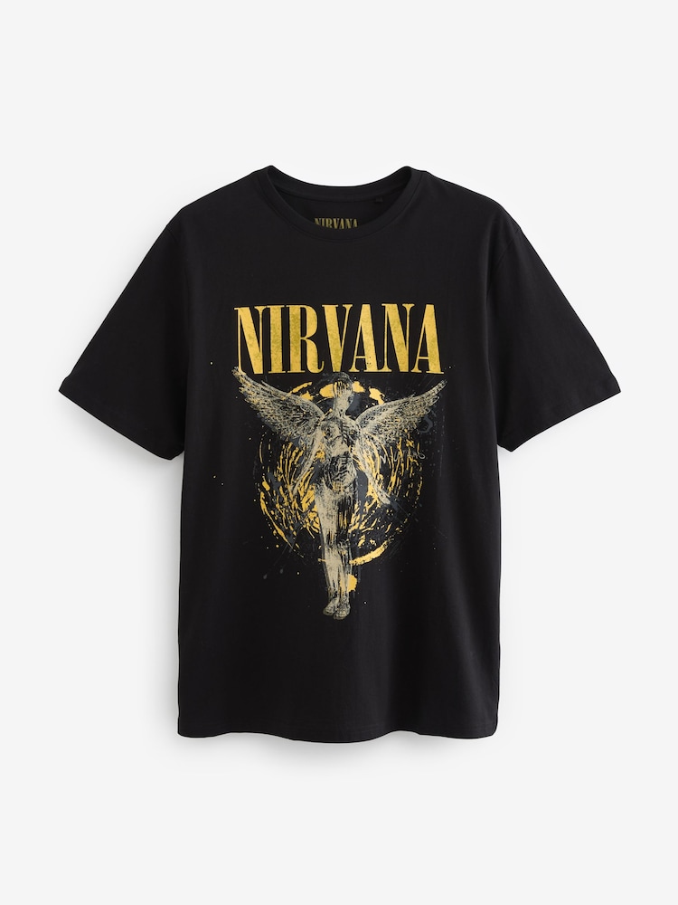 Black Nirvana Regular Fit Band Graphic Print T-Shirt - Image 5 of 7