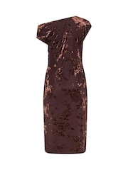 Star by Julien MacDonald Brown Devore Velvet Draped Dress - Image 6 of 6