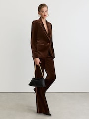 Мокко қоңыры - Reiss Wren Velvet Flared Tuxedo Trousers - 8суретінің 3 суреті