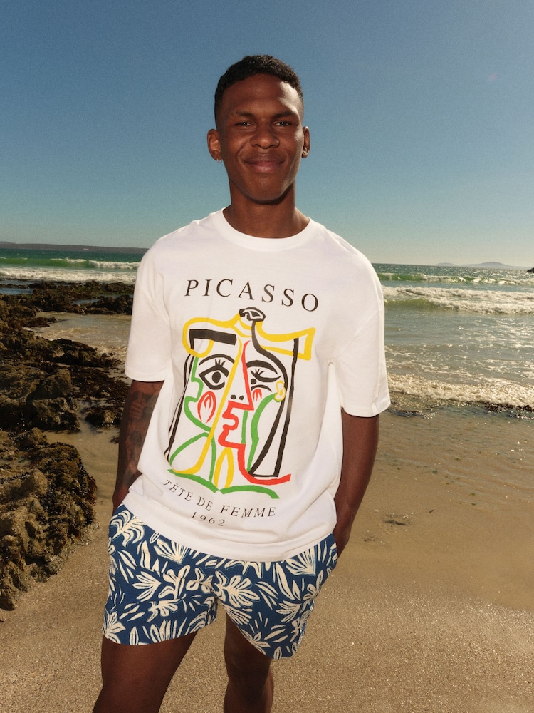 White Picasso Artist Licence 100% Cotton T-Shirt - Image 1 of 7