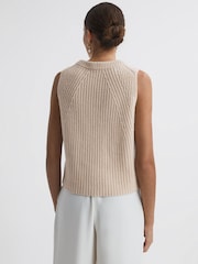 Reiss Neutral Kasha Wool-Cashmere Sleeveless Removable Roll Neck Vest - Image 4 of 7