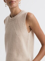 Reiss Neutral Kasha Wool-Cashmere Sleeveless Removable Roll Neck Vest - Image 5 of 7