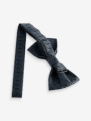 Charcoal Grey Link Jacquard Bow Tie And Pocket Square Set - Image 5 of 6