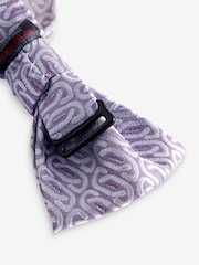 Lilac Purple Jacquard Bow Tie And Pocket Square Set - Image 4 of 6