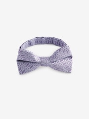 Lilac Purple Jacquard Bow Tie And Pocket Square Set - Image 5 of 6