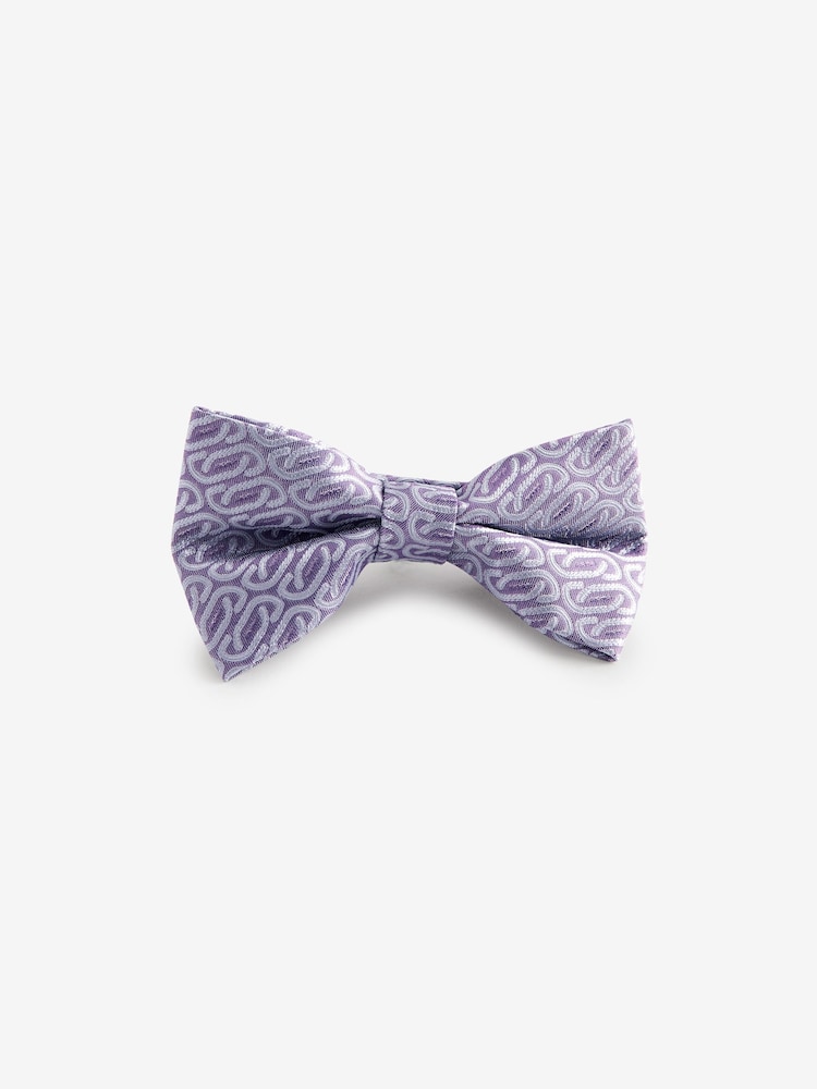 Lilac Purple Jacquard Bow Tie And Pocket Square Set - Image 6 of 6