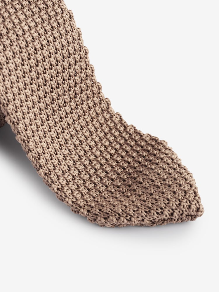 Neutral Oat Brown Slim Knitted Tie - Image 2 of 3