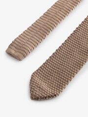 Neutral Oat Brown Slim Knitted Tie - Image 3 of 3