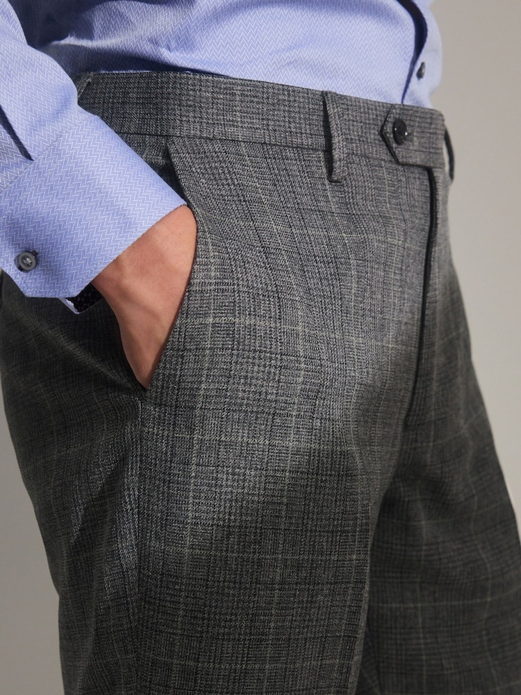 Grey Prince of Wales Tailored fit Check Suit: Trousers - Image 4 of 9
