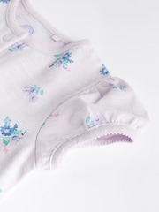 Pink/ Blue Floral Baby 100% Cotton Rompers 4 Pack - Image 10 of 11