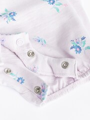 Pink/ Blue Floral Baby 100% Cotton Rompers 4 Pack - Image 11 of 11