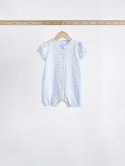 Pink/ Blue Floral Baby 100% Cotton Rompers 4 Pack - Image 3 of 11