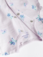 Pink/ Blue Floral Baby 100% Cotton Rompers 4 Pack - Image 9 of 11