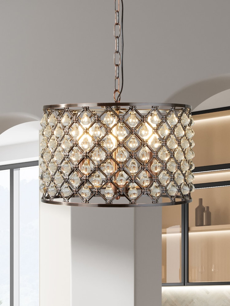 Searchlight Copper Fremont 3 Light Ceiling Light Pendant - Image 1 of 4