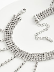 Silver Tone Shoulder Drape Choker Necklace - Image 7 of 7