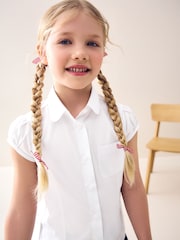 White Regular Fit Puff Sleeve Lace Trim School Blouse (3-14yrs) - Image 1 of 7