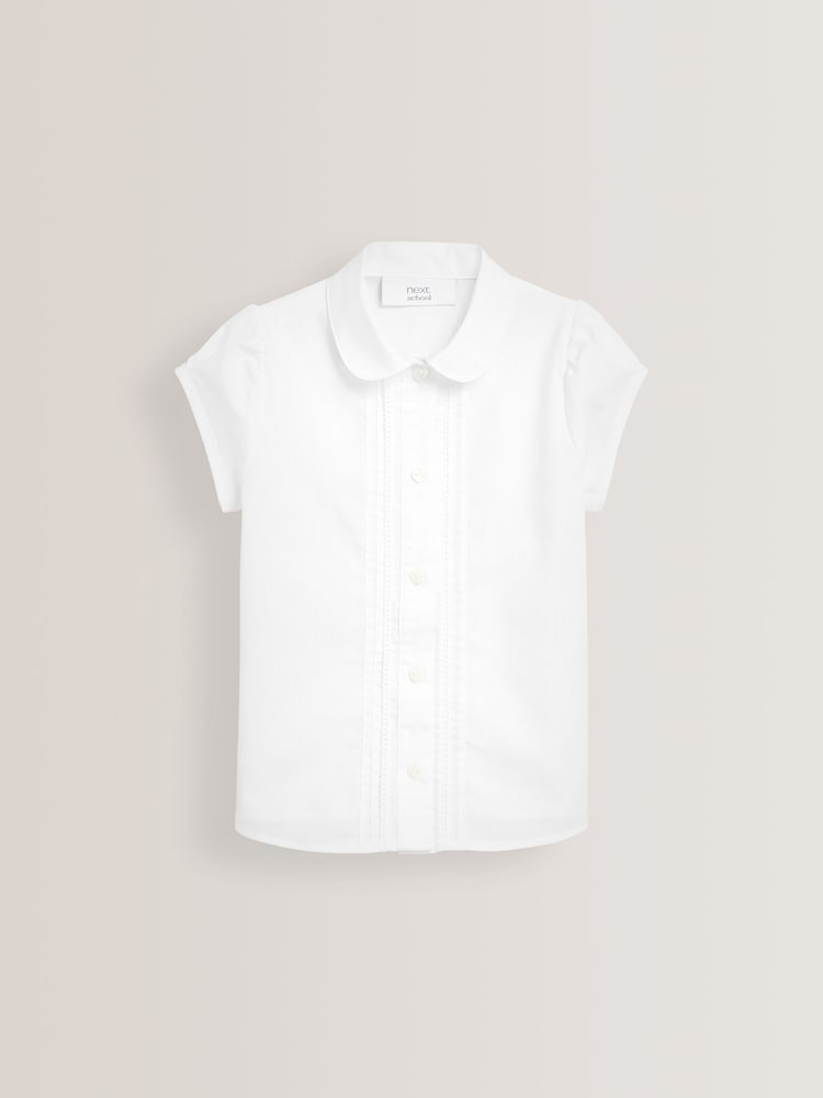 White Regular Fit Puff Sleeve Lace Trim School Blouse (3-14yrs) - Image 6 of 8