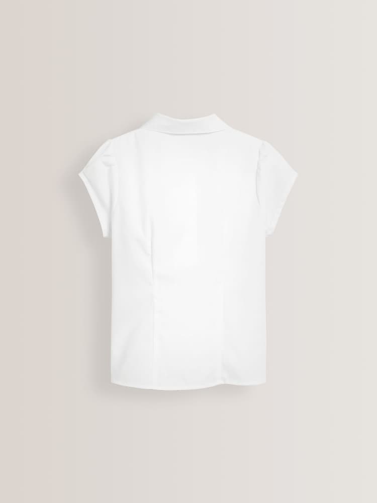 White Regular Fit Puff Sleeve Lace Trim School Blouse (3-14yrs) - Image 7 of 7