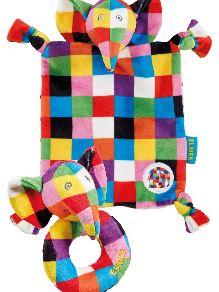 Rainbow Designs Red Elmer Comfort Blanket And Ring Rattle - Image 1 of 4