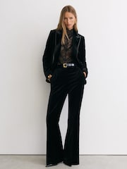 Reiss Black Wren Velvet Satin-Trim Single-Breasted Suit Blazer - Image 3 of 9