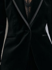 Reiss Black Wren Velvet Satin-Trim Single-Breasted Suit Blazer - Image 5 of 9