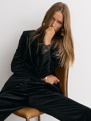 Reiss Black Wren Velvet Satin-Trim Single-Breasted Suit Blazer - Image 6 of 9
