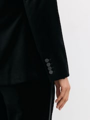 Reiss Black Wren Velvet Satin-Trim Single-Breasted Suit Blazer - Image 7 of 9