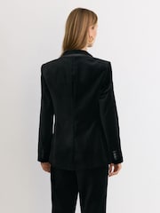 Reiss Black Wren Velvet Satin-Trim Single-Breasted Suit Blazer - Image 8 of 9