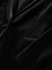 Reiss Black Wren Velvet Satin-Trim Single-Breasted Suit Blazer - Image 9 of 9
