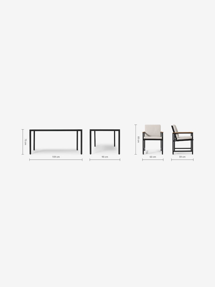 MADE.COM Grey Sassari Garden 4 Seater Dining Set - Image 7 of 7