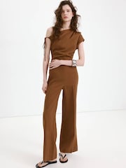Mango Brown One Shoulder Jumpsuit - Image 1 of 7