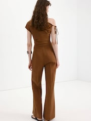 Mango Brown One Shoulder Jumpsuit - Image 4 of 7