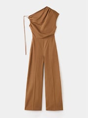 Mango Brown One Shoulder Jumpsuit - Image 5 of 7