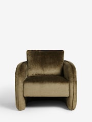 Plush Chenille Moss Green Kendra Curved Accent Chair - Image 2 of 7