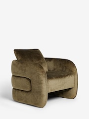 Plush Chenille Moss Green Kendra Curved Accent Chair - Image 3 of 7