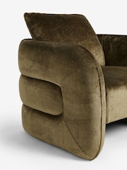 Plush Chenille Moss Green Kendra Curved Accent Chair - Image 6 of 7