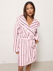 PixieGirl Petite Pink Pinstripe Hooded Robe - Image 1 of 6