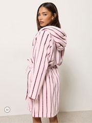 PixieGirl Petite Pink Pinstripe Hooded Robe - Image 3 of 6
