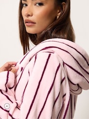 PixieGirl Petite Pink Pinstripe Hooded Robe - Image 4 of 6