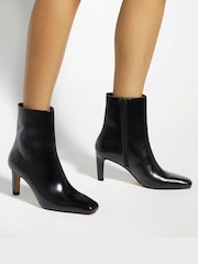 Dune London Black Wide Fit Ovation Square Toe Heeled Boots - Image 1 of 6